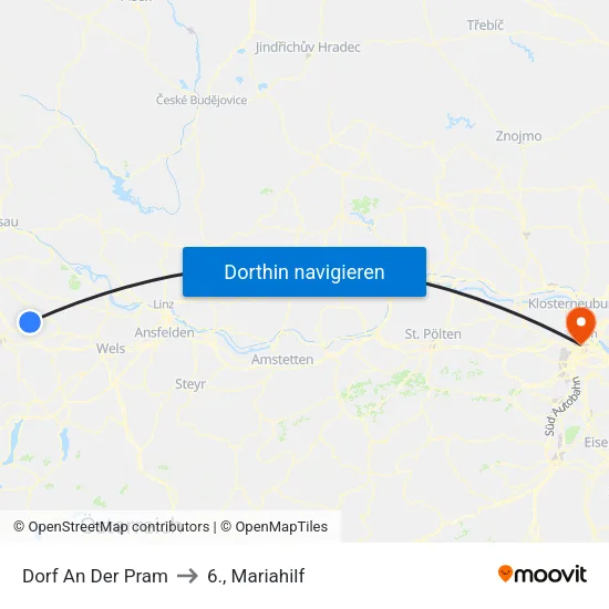 Dorf An Der Pram to 6., Mariahilf map