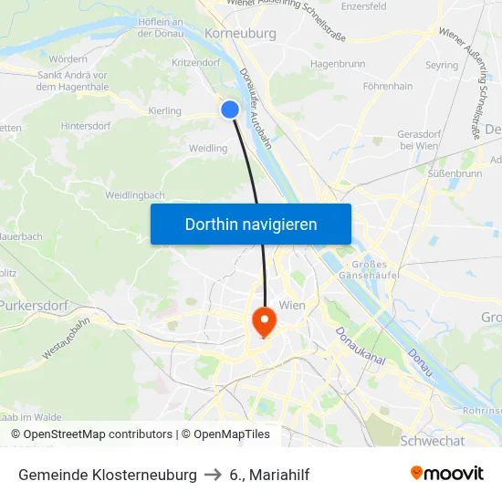 Gemeinde Klosterneuburg to 6., Mariahilf map