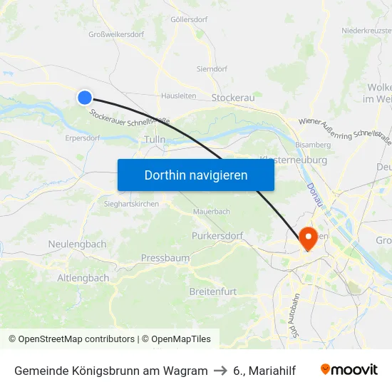Gemeinde Königsbrunn am Wagram to 6., Mariahilf map