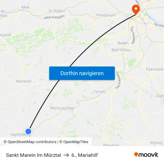 Sankt Marein Im Mürztal to 6., Mariahilf map