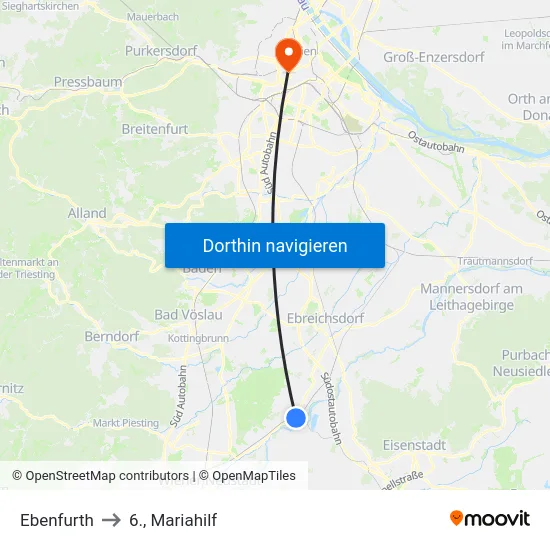 Ebenfurth to 6., Mariahilf map