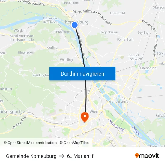 Gemeinde Korneuburg to 6., Mariahilf map