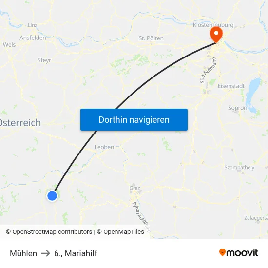 Mühlen to 6., Mariahilf map