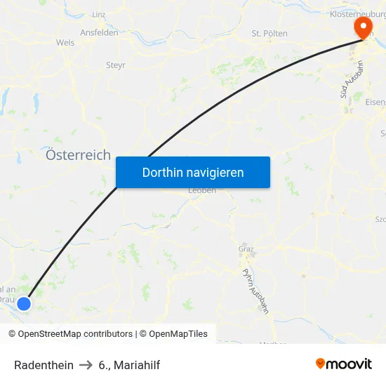 Radenthein to 6., Mariahilf map