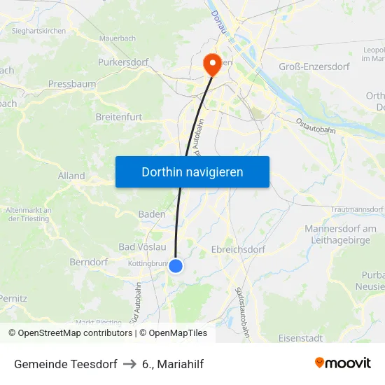 Gemeinde Teesdorf to 6., Mariahilf map