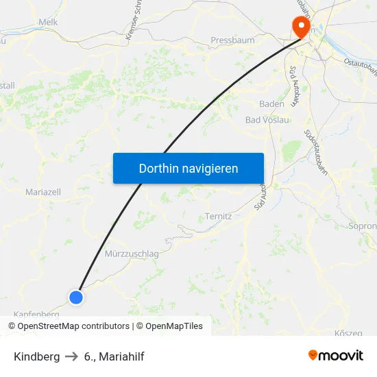 Kindberg to 6., Mariahilf map