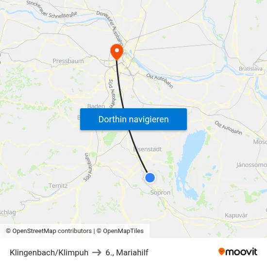 Klingenbach/Klimpuh to 6., Mariahilf map