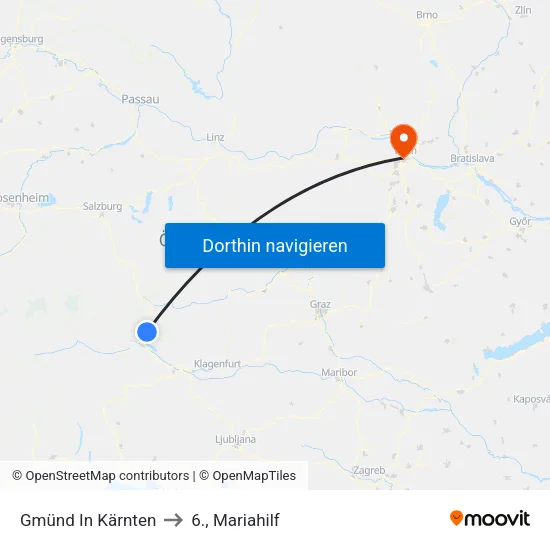 Gmünd In Kärnten to 6., Mariahilf map
