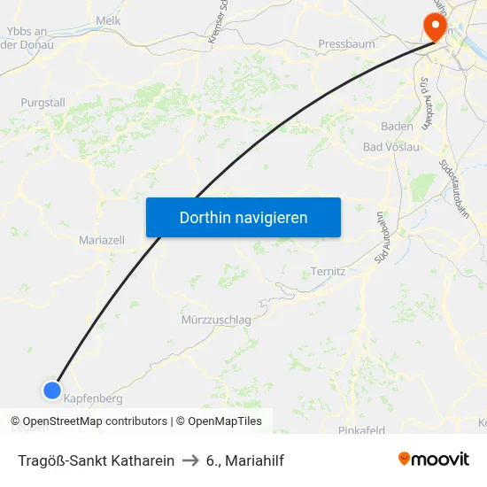 Tragöß-Sankt Katharein to 6., Mariahilf map