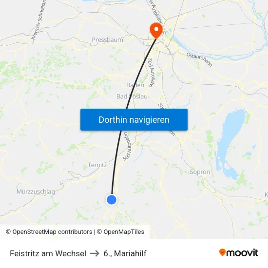 Feistritz am Wechsel to 6., Mariahilf map