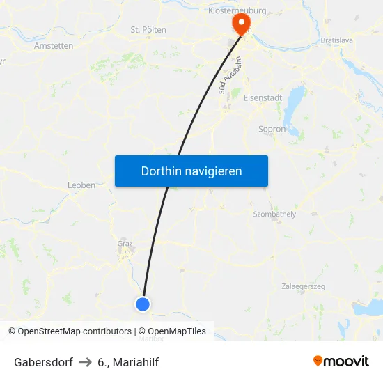 Gabersdorf to 6., Mariahilf map