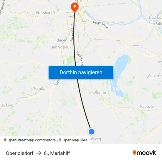 Oberloisdorf to 6., Mariahilf map