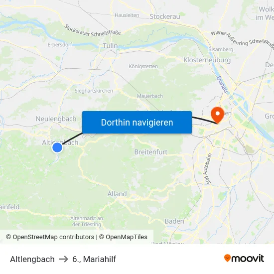 Altlengbach to 6., Mariahilf map