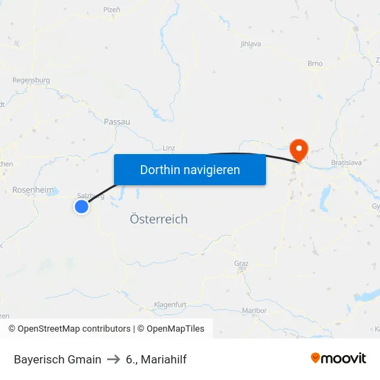 Bayerisch Gmain to 6., Mariahilf map