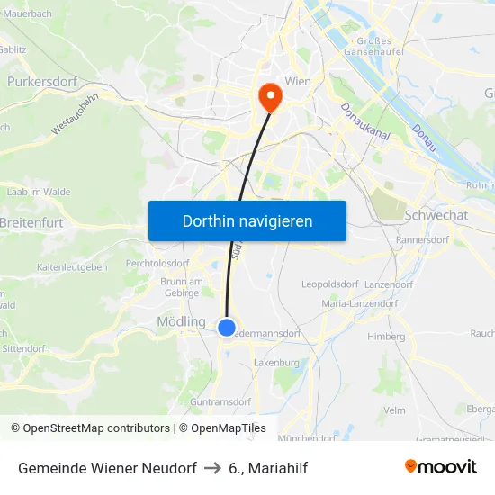Gemeinde Wiener Neudorf to 6., Mariahilf map
