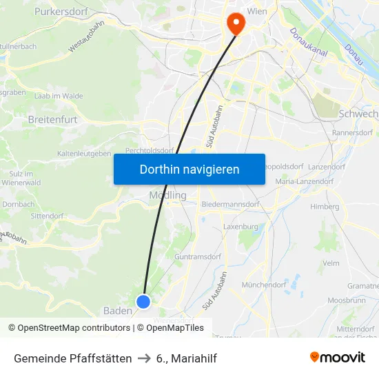 Gemeinde Pfaffstätten to 6., Mariahilf map