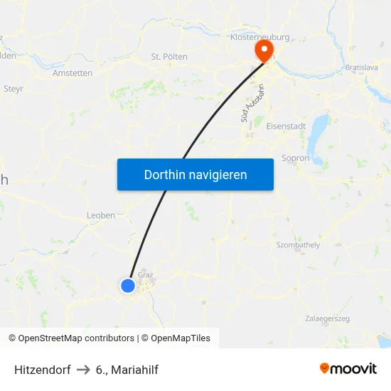 Hitzendorf to 6., Mariahilf map