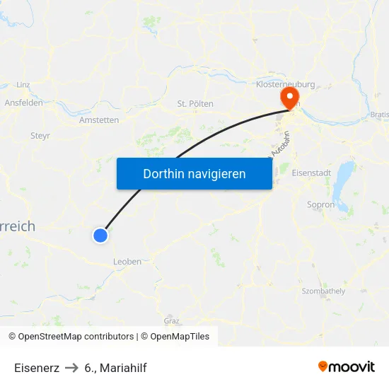 Eisenerz to 6., Mariahilf map