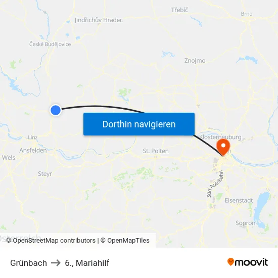 Grünbach to 6., Mariahilf map