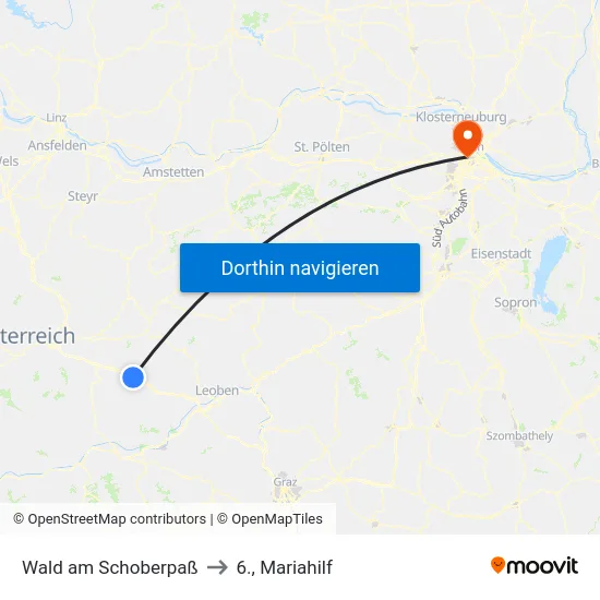 Wald am Schoberpaß to 6., Mariahilf map