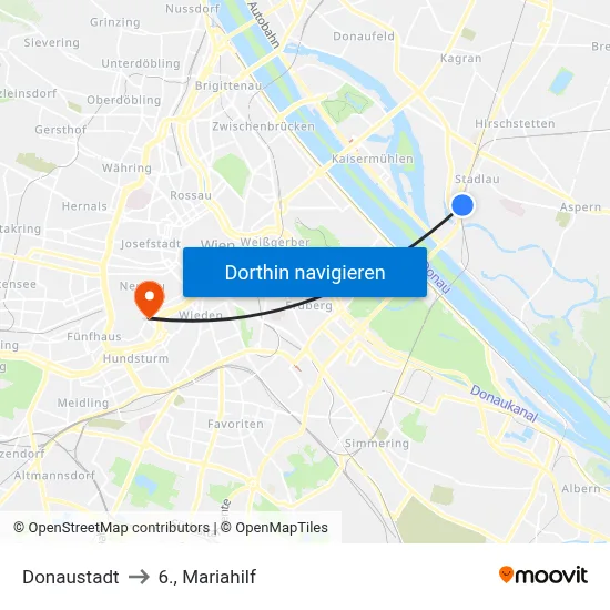 Donaustadt to 6., Mariahilf map