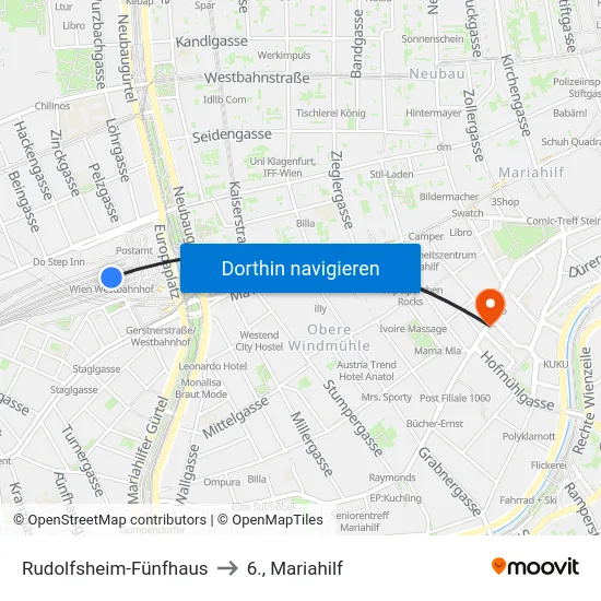 Rudolfsheim-Fünfhaus to 6., Mariahilf map