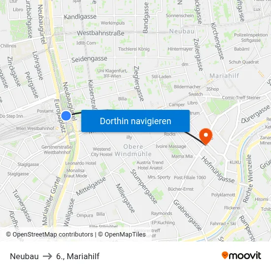Neubau to 6., Mariahilf map