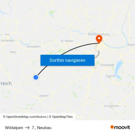 Wildalpen to 7., Neubau map