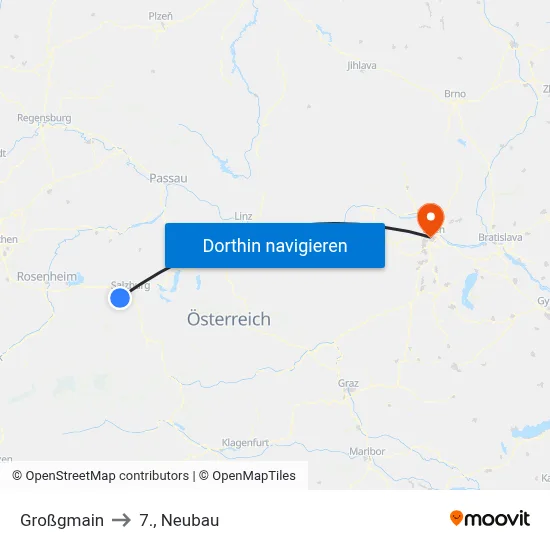 Großgmain to 7., Neubau map