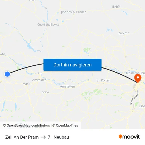 Zell An Der Pram to 7., Neubau map