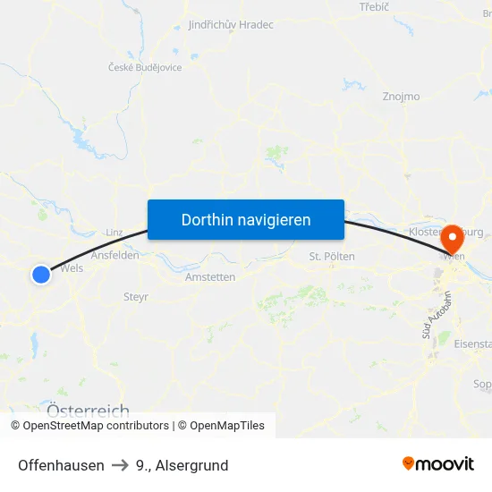 Offenhausen to 9., Alsergrund map