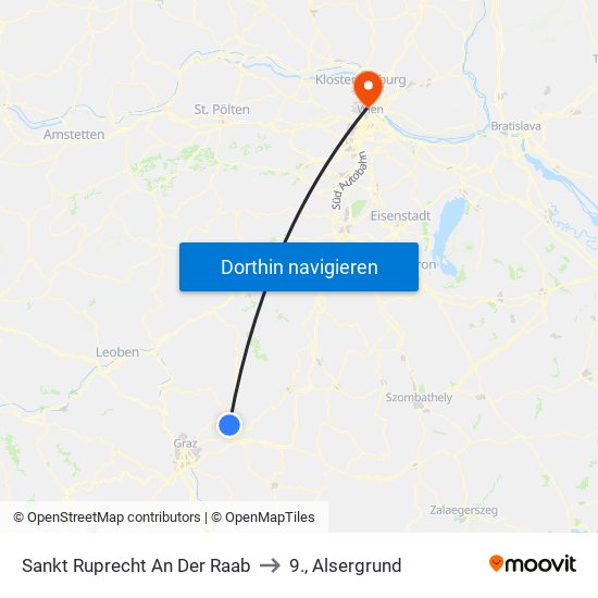 Sankt Ruprecht An Der Raab to 9., Alsergrund map