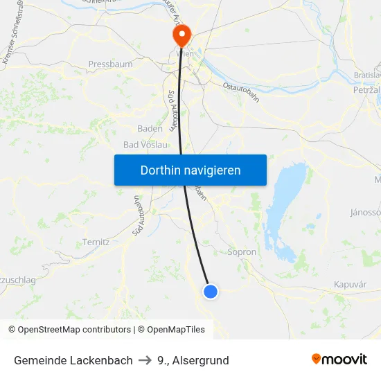 Gemeinde Lackenbach to 9., Alsergrund map