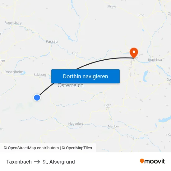 Taxenbach to 9., Alsergrund map