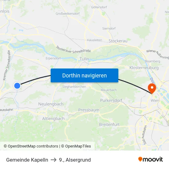 Gemeinde Kapelln to 9., Alsergrund map