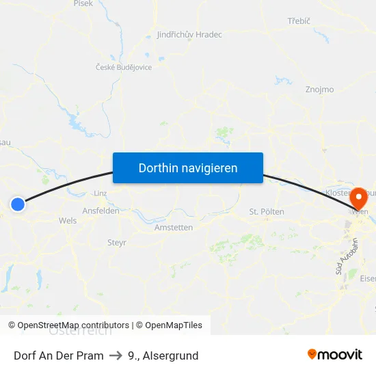 Dorf An Der Pram to 9., Alsergrund map