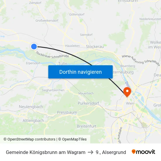 Gemeinde Königsbrunn am Wagram to 9., Alsergrund map