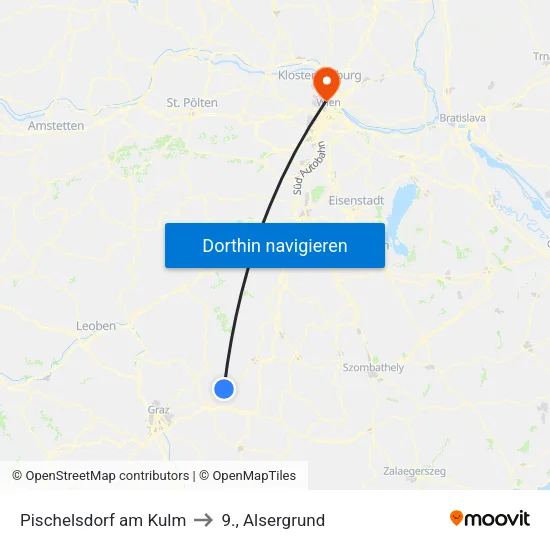 Pischelsdorf am Kulm to 9., Alsergrund map