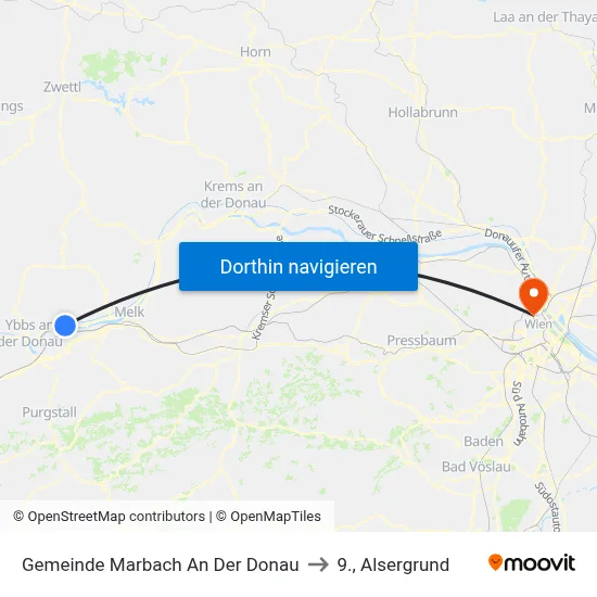 Gemeinde Marbach An Der Donau to 9., Alsergrund map