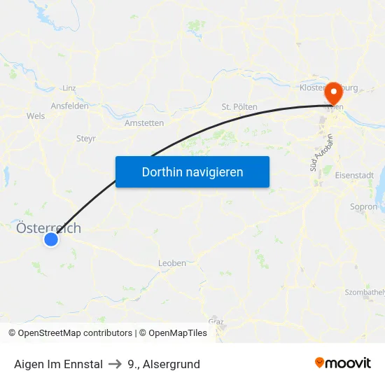 Aigen Im Ennstal to 9., Alsergrund map