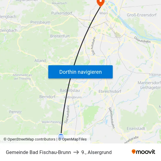 Gemeinde Bad Fischau-Brunn to 9., Alsergrund map