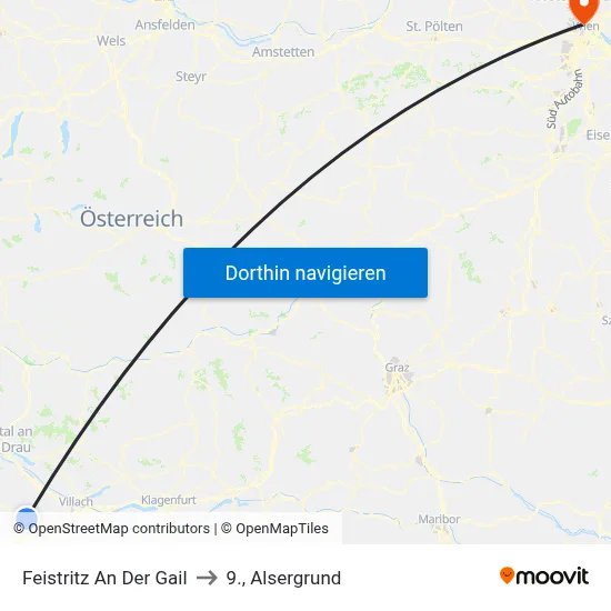 Feistritz An Der Gail to 9., Alsergrund map