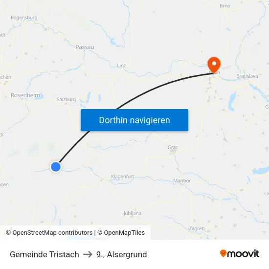 Gemeinde Tristach to 9., Alsergrund map
