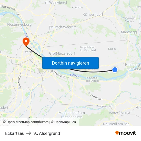 Eckartsau to 9., Alsergrund map