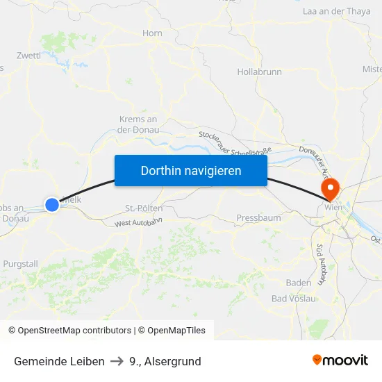 Gemeinde Leiben to 9., Alsergrund map