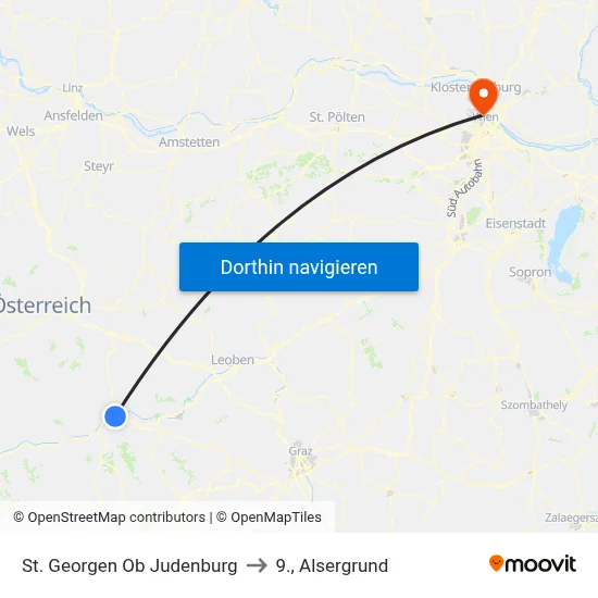 St. Georgen Ob Judenburg to 9., Alsergrund map