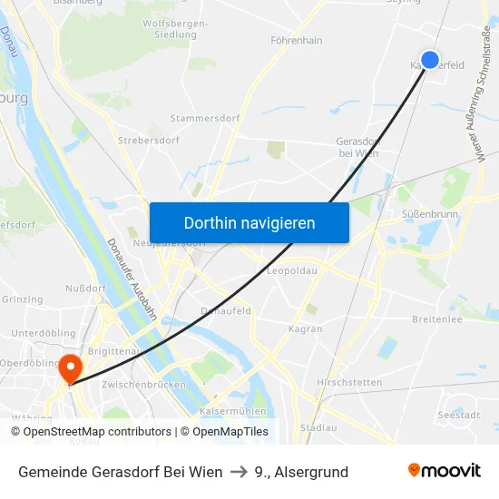 Gemeinde Gerasdorf Bei Wien to 9., Alsergrund map
