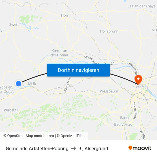 Gemeinde Artstetten-Pöbring to 9., Alsergrund map