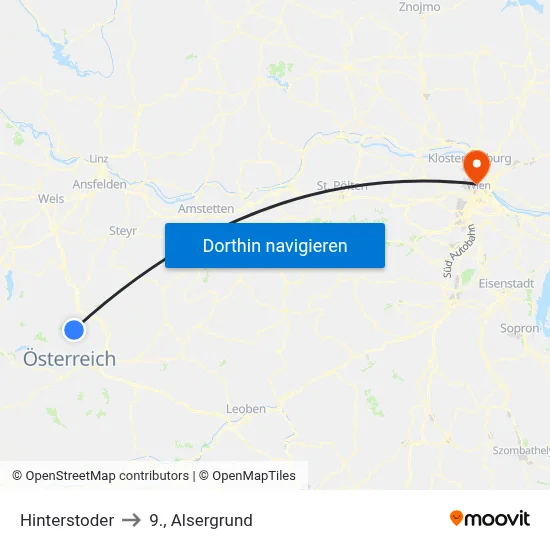 Hinterstoder to 9., Alsergrund map