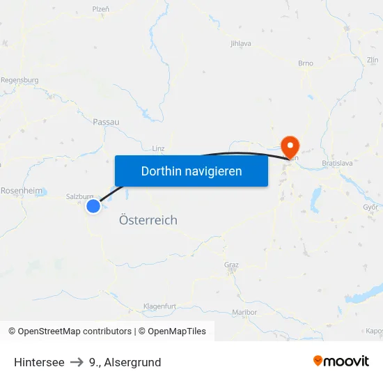 Hintersee to 9., Alsergrund map